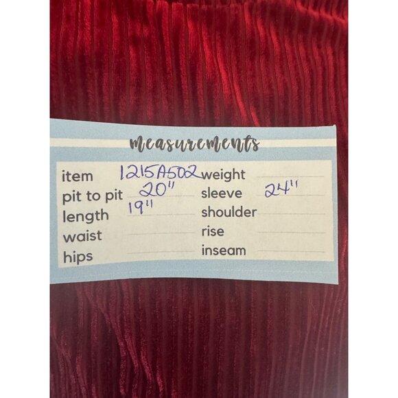 2/$15 ZARA Red Berry Medium Velvet Long Sleeve Ribbed Top Elastic Waist - Picture 12 of 13